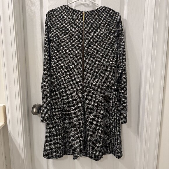 Michael Kors Fit & Flare Long Sleeve Speckled Mini Dress Size 12 Office Pockets - Picture 3 of 10